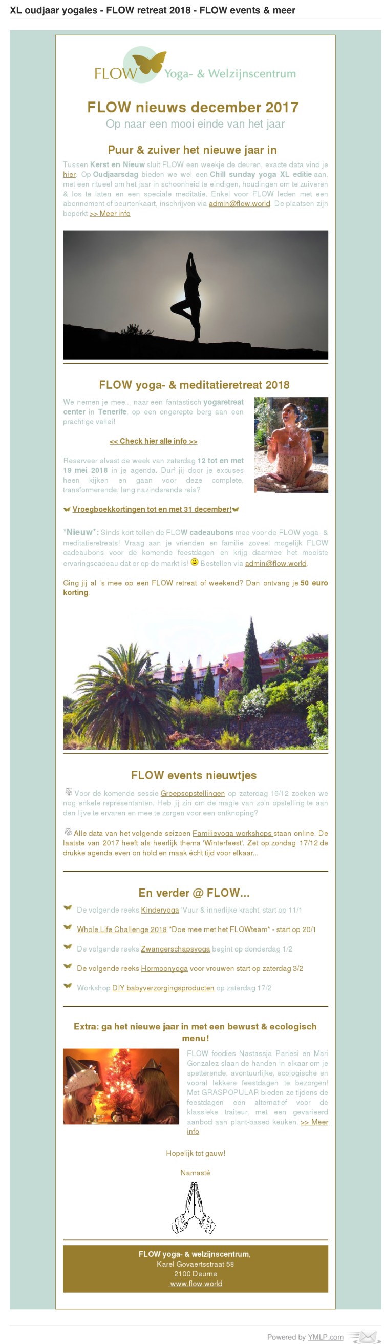 XL oudjaar yogales - FLOW retreat 2018  -  FLOW events &amp; meer