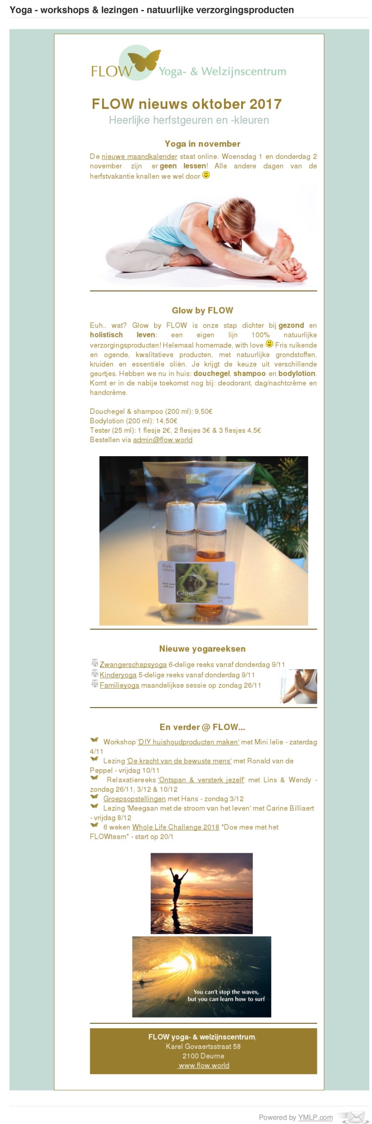 Yoga - workshops & lezingen - natuurlijke verzorgingsproducten